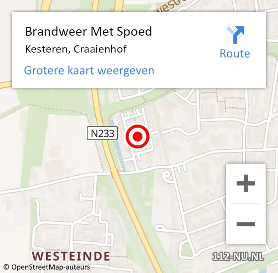 Locatie op kaart van de 112 melding: Brandweer Met Spoed Naar Kesteren, Craaienhof op 2 mei 2021 07:48