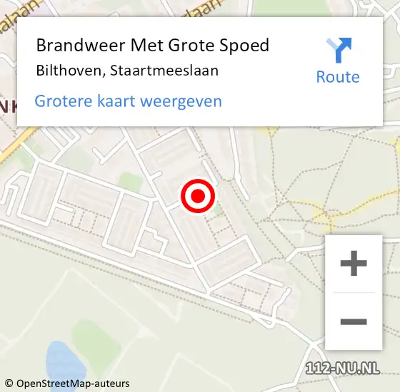 Locatie op kaart van de 112 melding: Brandweer Met Grote Spoed Naar Bilthoven, Staartmeeslaan op 2 mei 2021 08:14