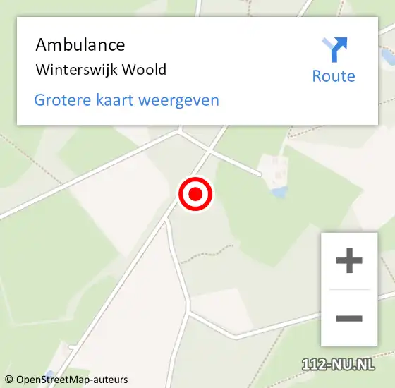 Locatie op kaart van de 112 melding: Ambulance Winterswijk Woold op 2 mei 2021 09:20