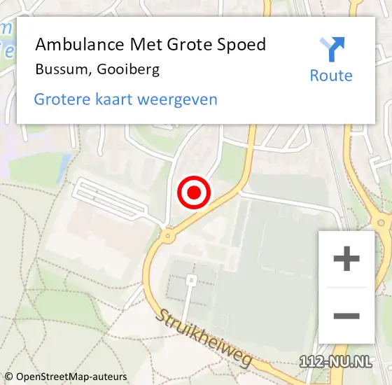 Locatie op kaart van de 112 melding: Ambulance Met Grote Spoed Naar Bussum, Gooiberg op 9 juni 2014 13:50