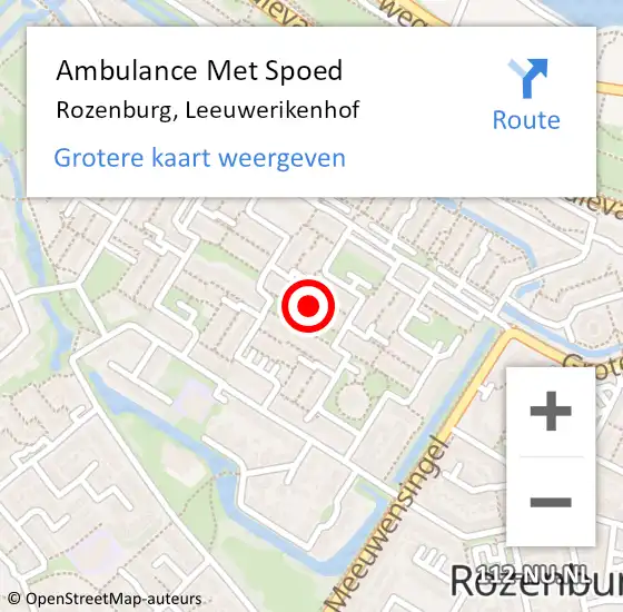 Locatie op kaart van de 112 melding: Ambulance Met Spoed Naar Rozenburg, Leeuwerikenhof op 2 mei 2021 10:56