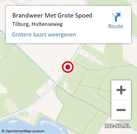 Locatie op kaart van de 112 melding: Brandweer Met Grote Spoed Naar Tilburg, Hultenseweg op 2 mei 2021 11:51