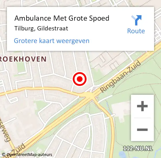 Locatie op kaart van de 112 melding: Ambulance Met Grote Spoed Naar Tilburg, Gildestraat op 9 juni 2014 14:03