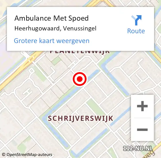 Locatie op kaart van de 112 melding: Ambulance Met Spoed Naar Heerhugowaard, Venussingel op 2 mei 2021 12:31