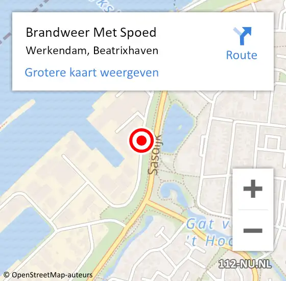 Locatie op kaart van de 112 melding: Brandweer Met Spoed Naar Werkendam, Beatrixhaven op 2 mei 2021 13:46