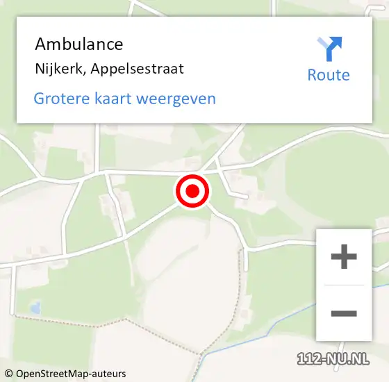 Locatie op kaart van de 112 melding: Ambulance Nijkerk, Appelsestraat op 2 mei 2021 14:32