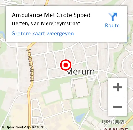 Locatie op kaart van de 112 melding: Ambulance Met Grote Spoed Naar Herten, Van Mereheymstraat op 2 mei 2021 16:03