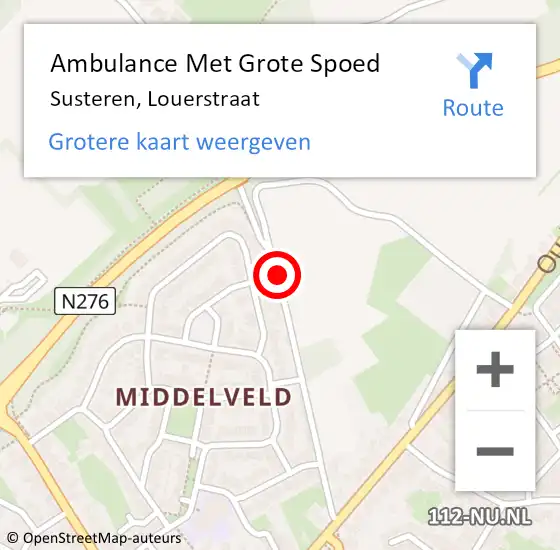 Locatie op kaart van de 112 melding: Ambulance Met Grote Spoed Naar Susteren, Louerstraat op 9 juni 2014 14:21