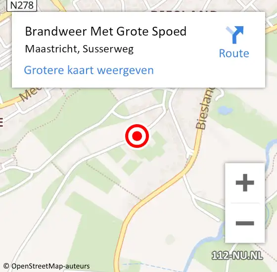 Locatie op kaart van de 112 melding: Brandweer Met Grote Spoed Naar Maastricht, Susserweg op 2 mei 2021 17:19