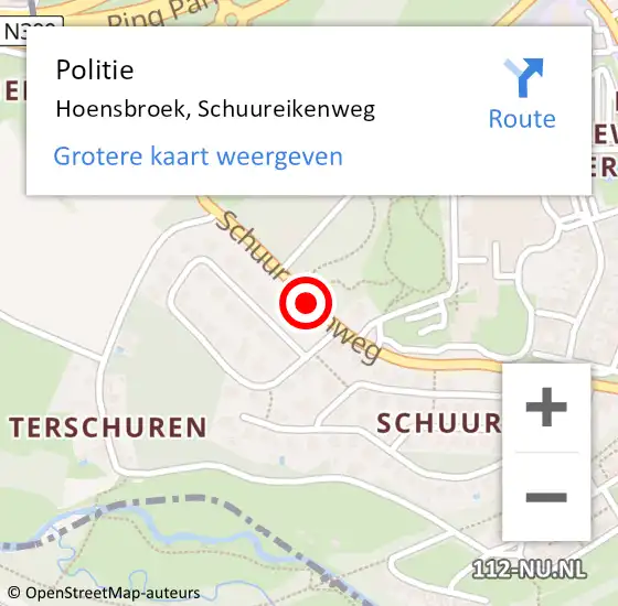 Locatie op kaart van de 112 melding: Politie Hoensbroek, Schuureikenweg op 2 mei 2021 17:30