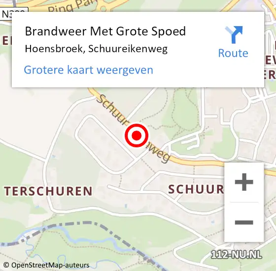 Locatie op kaart van de 112 melding: Brandweer Met Grote Spoed Naar Hoensbroek, Schuureikenweg op 2 mei 2021 17:59