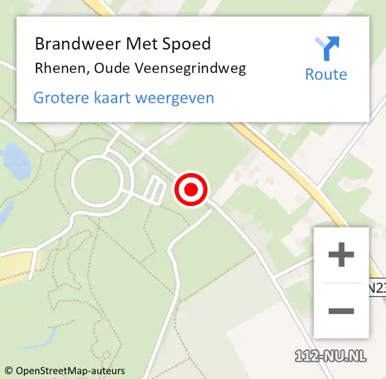 Locatie op kaart van de 112 melding: Brandweer Met Spoed Naar Rhenen, Oude Veensegrindweg op 2 mei 2021 18:26