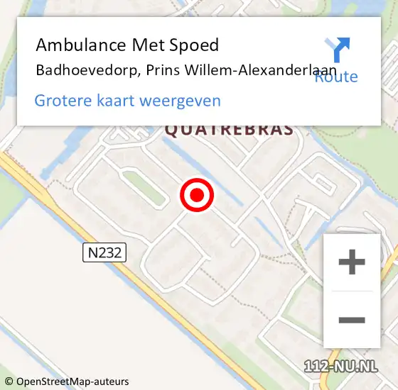 Locatie op kaart van de 112 melding: Ambulance Met Spoed Naar Badhoevedorp, Prins Willem-Alexanderlaan op 2 mei 2021 18:35