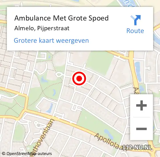 Locatie op kaart van de 112 melding: Ambulance Met Grote Spoed Naar Almelo, Pijperstraat op 2 mei 2021 19:36