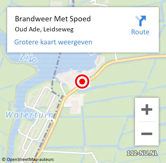 Locatie op kaart van de 112 melding: Brandweer Met Spoed Naar Oud Ade, Leidseweg op 9 juni 2014 14:33