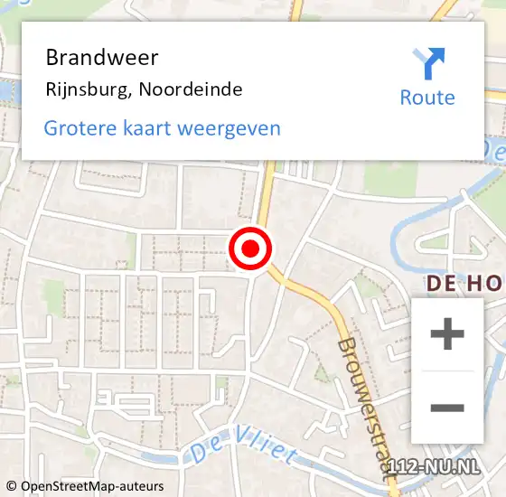 Locatie op kaart van de 112 melding: Brandweer Rijnsburg, Noordeinde op 2 mei 2021 20:02