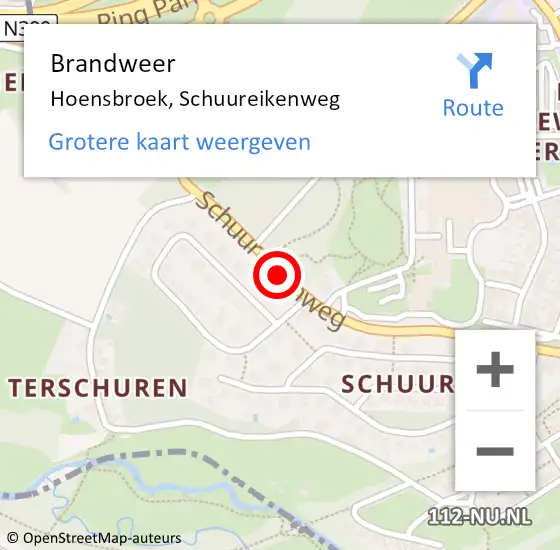 Locatie op kaart van de 112 melding: Brandweer Hoensbroek, Schuureikenweg op 2 mei 2021 20:15