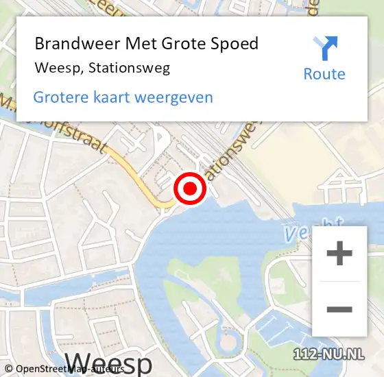 Locatie op kaart van de 112 melding: Brandweer Met Grote Spoed Naar Weesp, Stationsweg op 2 mei 2021 21:06