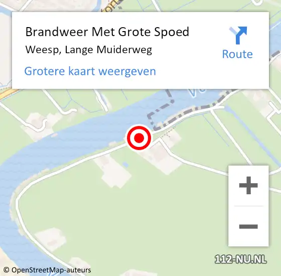 Locatie op kaart van de 112 melding: Brandweer Met Grote Spoed Naar Weesp, Lange Muiderweg op 2 mei 2021 21:07