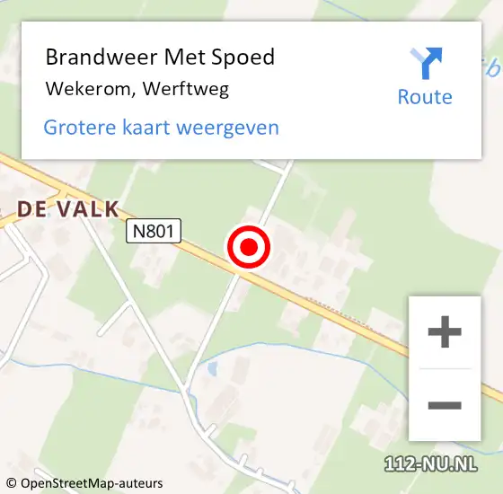 Locatie op kaart van de 112 melding: Brandweer Met Spoed Naar Wekerom, Werftweg op 2 mei 2021 21:56
