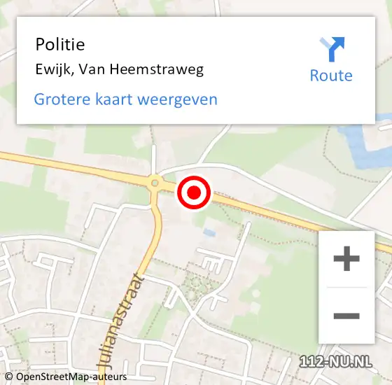 Locatie op kaart van de 112 melding: Politie Ewijk, Van Heemstraweg op 2 mei 2021 22:42