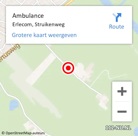 Locatie op kaart van de 112 melding: Ambulance Erlecom, Struikenweg op 2 mei 2021 23:07