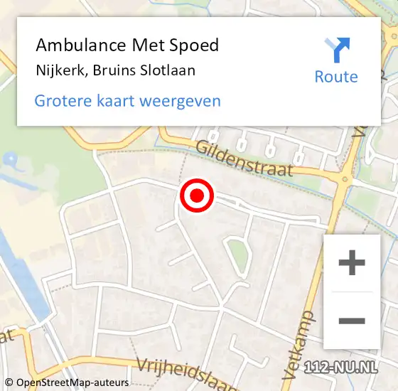 Locatie op kaart van de 112 melding: Ambulance Met Spoed Naar Nijkerk, Bruins Slotlaan op 2 mei 2021 23:34