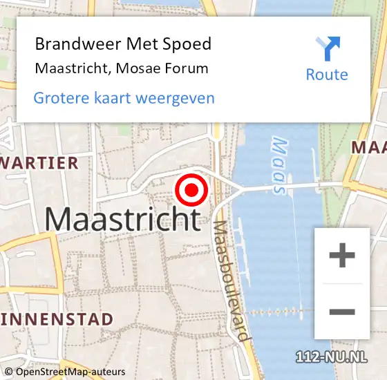 Locatie op kaart van de 112 melding: Brandweer Met Spoed Naar Maastricht, Mosae Forum op 2 mei 2021 23:42