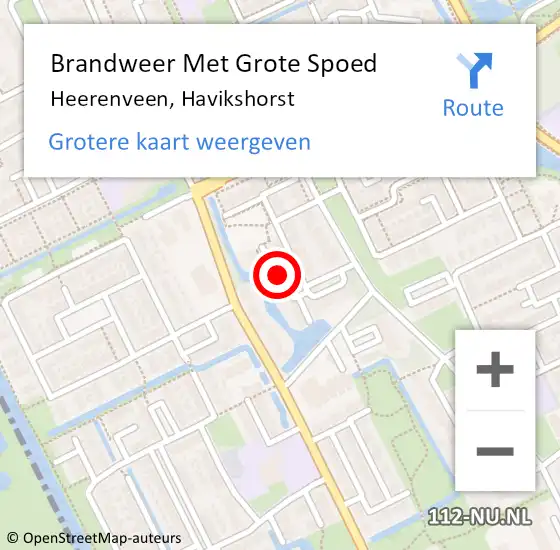 Locatie op kaart van de 112 melding: Brandweer Met Grote Spoed Naar Heerenveen, Havikshorst op 3 mei 2021 00:29