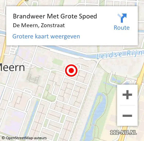 Locatie op kaart van de 112 melding: Brandweer Met Grote Spoed Naar De Meern, Zonstraat op 3 mei 2021 02:59