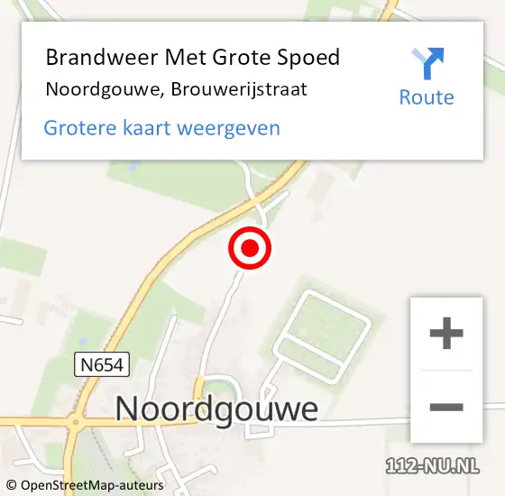 Locatie op kaart van de 112 melding: Brandweer Met Grote Spoed Naar Noordgouwe, Brouwerijstraat op 3 mei 2021 04:32