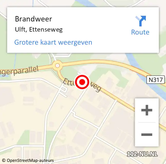 Locatie op kaart van de 112 melding: Brandweer Ulft, Ettenseweg op 3 mei 2021 04:44