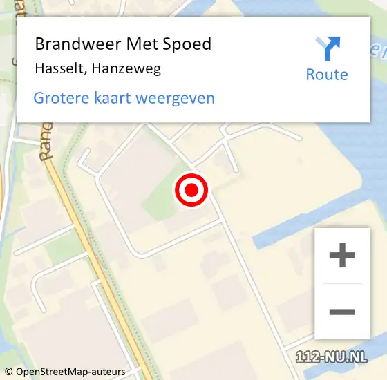 Locatie op kaart van de 112 melding: Brandweer Met Spoed Naar Hasselt, Hanzeweg op 3 mei 2021 05:39