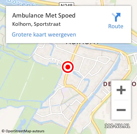 Locatie op kaart van de 112 melding: Ambulance Met Spoed Naar Kolhorn, Sportstraat op 3 mei 2021 07:30