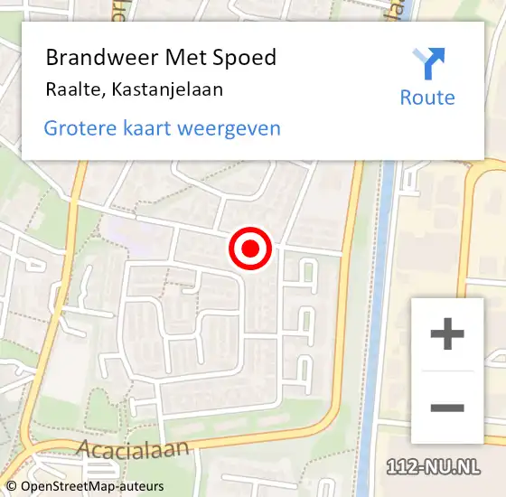 Locatie op kaart van de 112 melding: Brandweer Met Spoed Naar Raalte, Kastanjelaan op 9 juni 2014 15:16