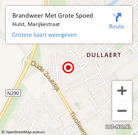 Locatie op kaart van de 112 melding: Brandweer Met Grote Spoed Naar Hulst, Marijkestraat op 3 mei 2021 10:29