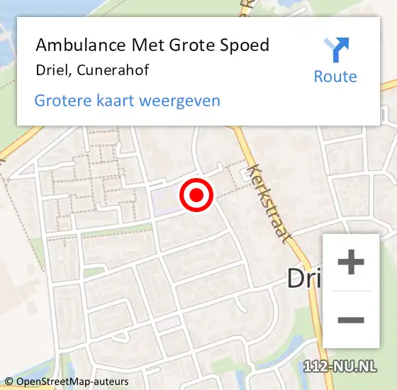 Locatie op kaart van de 112 melding: Ambulance Met Grote Spoed Naar Driel, Cunerahof op 3 mei 2021 10:37