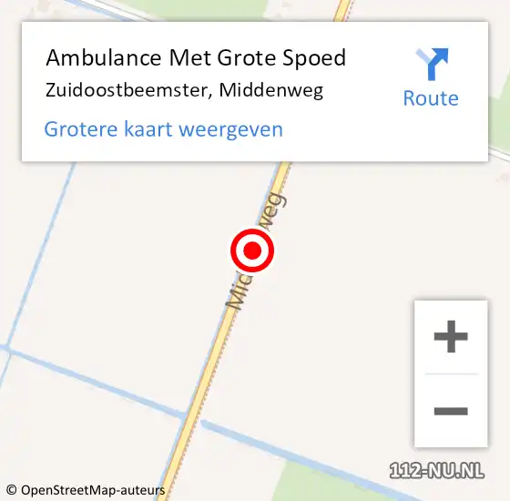 Locatie op kaart van de 112 melding: Ambulance Met Grote Spoed Naar Zuidoostbeemster, Middenweg op 3 mei 2021 11:02