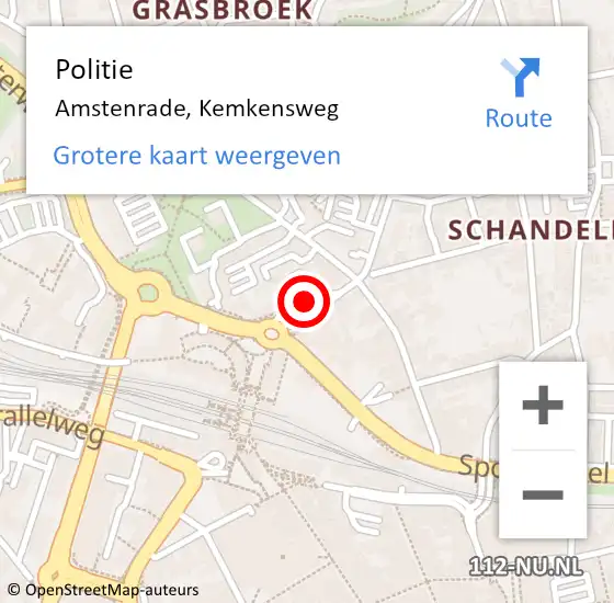 Locatie op kaart van de 112 melding: Politie Amstenrade, Kemkensweg op 3 mei 2021 11:18