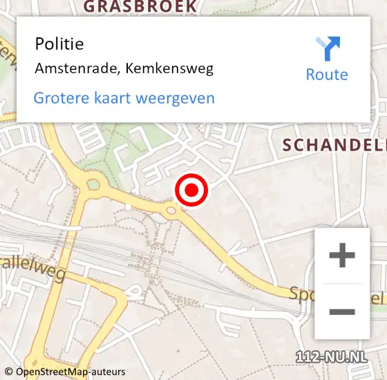 Locatie op kaart van de 112 melding: Politie Amstenrade, Kemkensweg op 3 mei 2021 11:19