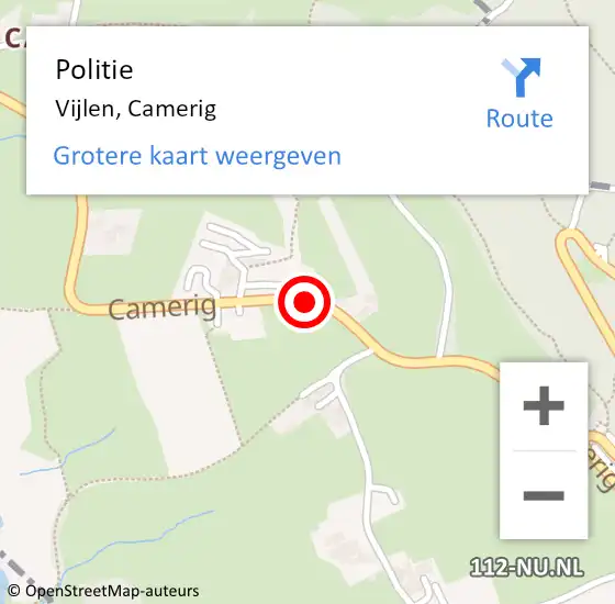 Locatie op kaart van de 112 melding: Politie Vijlen, Camerig op 3 mei 2021 12:05
