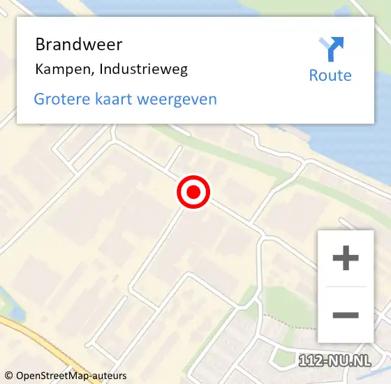 Locatie op kaart van de 112 melding: Brandweer Kampen, Industrieweg op 3 mei 2021 12:35