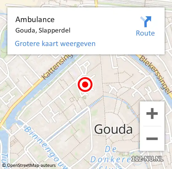 Locatie op kaart van de 112 melding: Ambulance Gouda, Slapperdel op 3 mei 2021 13:30