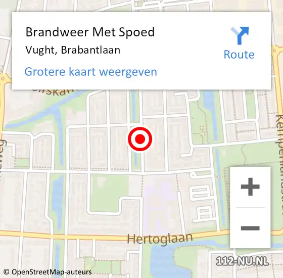 Locatie op kaart van de 112 melding: Brandweer Met Spoed Naar Vught, Brabantlaan op 3 mei 2021 13:43