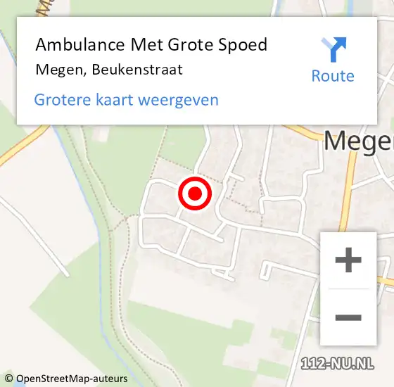 Locatie op kaart van de 112 melding: Ambulance Met Grote Spoed Naar Megen, Beukenstraat op 9 juni 2014 15:49