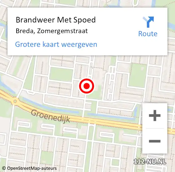 Locatie op kaart van de 112 melding: Brandweer Met Spoed Naar Breda, Zomergemstraat op 3 mei 2021 19:24