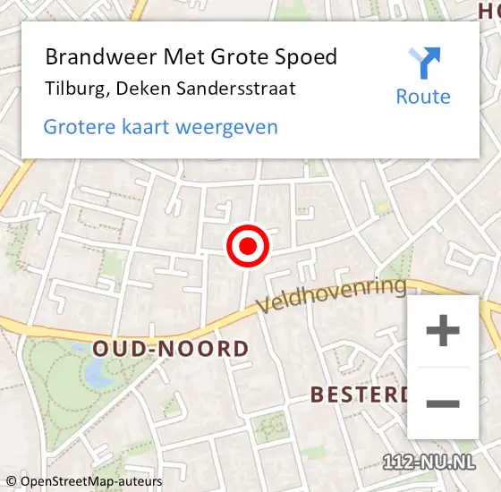 Locatie op kaart van de 112 melding: Brandweer Met Grote Spoed Naar Tilburg, Deken Sandersstraat op 3 mei 2021 19:40