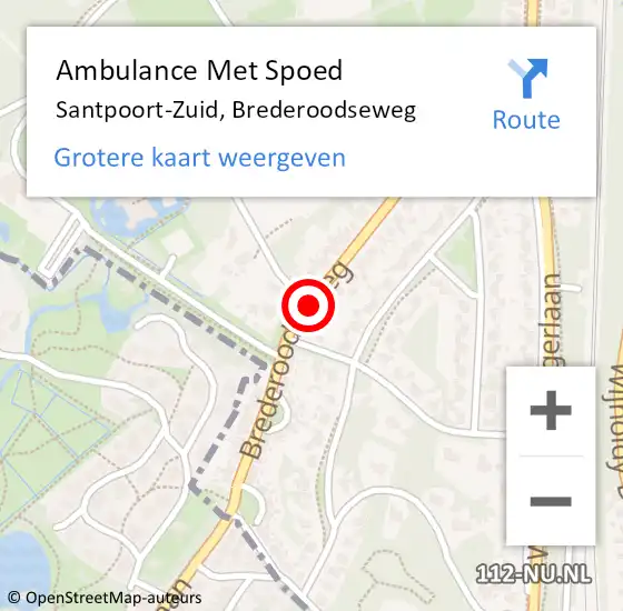 Locatie op kaart van de 112 melding: Ambulance Met Spoed Naar Santpoort-Zuid, Brederoodseweg op 3 mei 2021 20:17