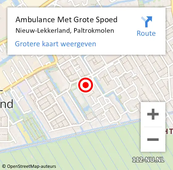 Locatie op kaart van de 112 melding: Ambulance Met Grote Spoed Naar Nieuw-Lekkerland, Paltrokmolen op 3 mei 2021 20:55