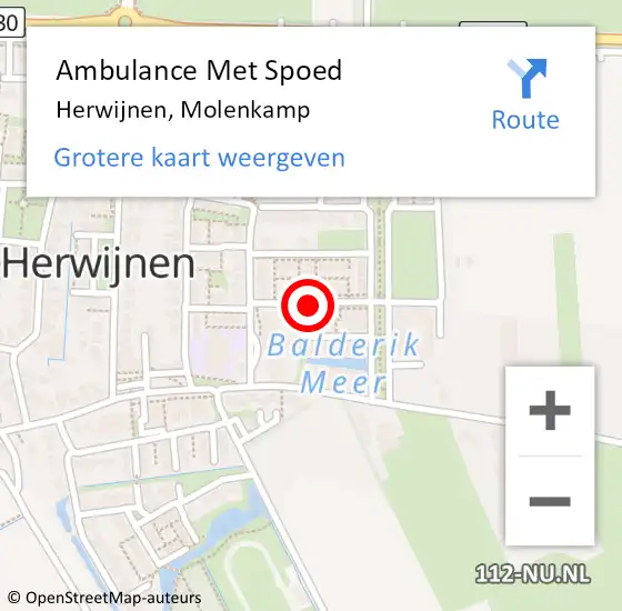 Locatie op kaart van de 112 melding: Ambulance Met Spoed Naar Herwijnen, Molenkamp op 3 mei 2021 21:07